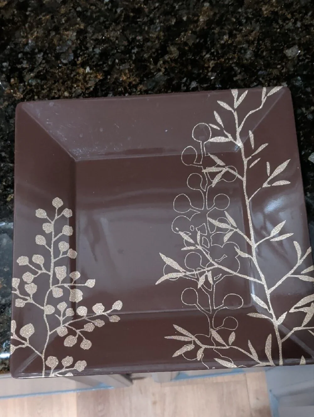 Green and Brown Botanical Square Dinner Plates From Target - Set of 4